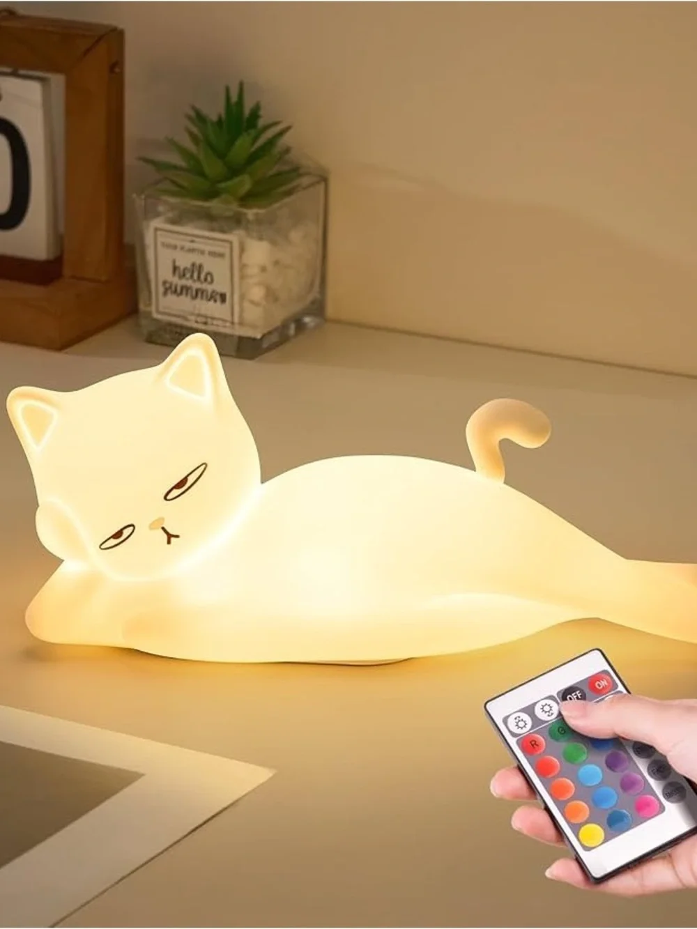 Cat-Shaped LED Night Light - Soft White